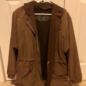 Gallery utility jacket womens brown lined hooded zip size S